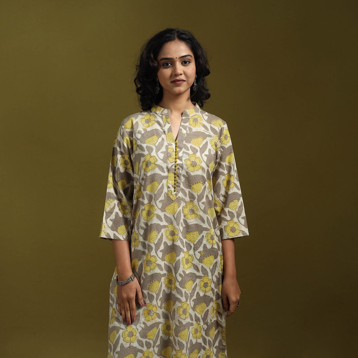 Natural dyed cotton straight kurta for women 07