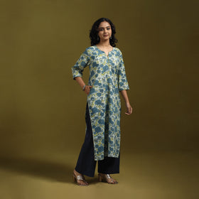 Natural dyed cotton straight kurta for women 08