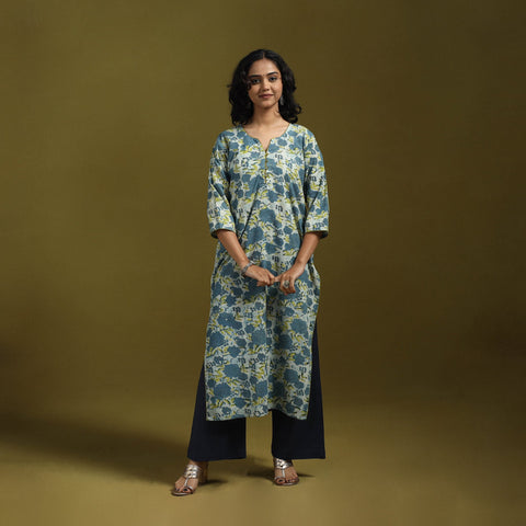 Natural dyed cotton straight kurta for women 08