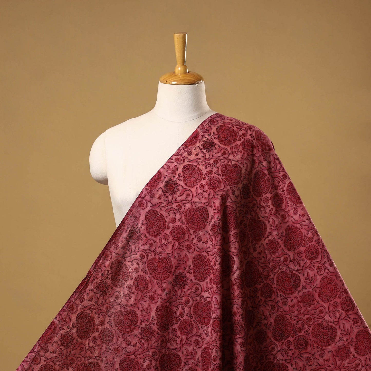 Natural dyed cotton vanaspati bagru fabric 04 - handcrafted