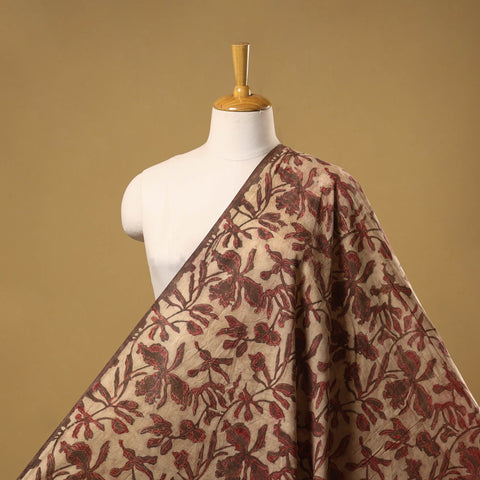 Natural dyed cotton vanaspati bagru fabric 08 - handcrafted