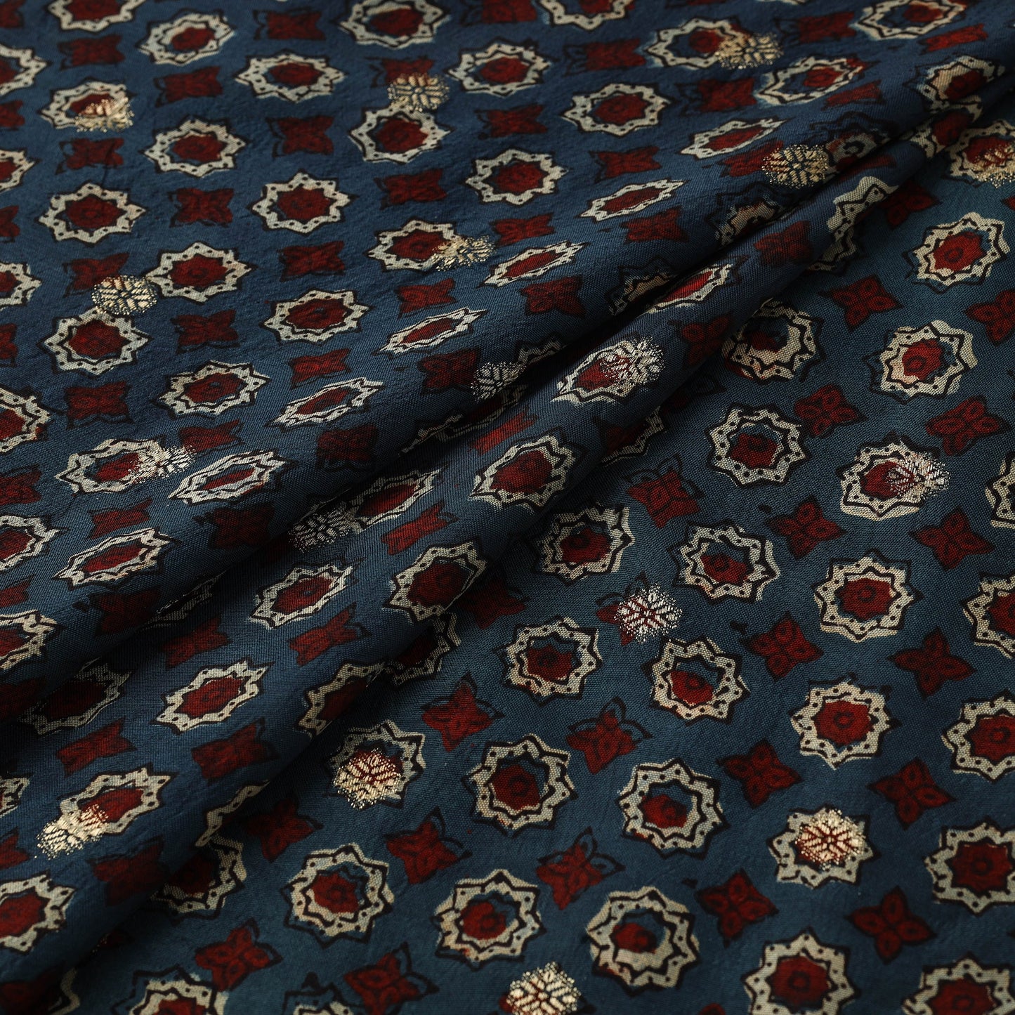 Natural dyed dola silk jacquard buti fabric 05 - handcrafted