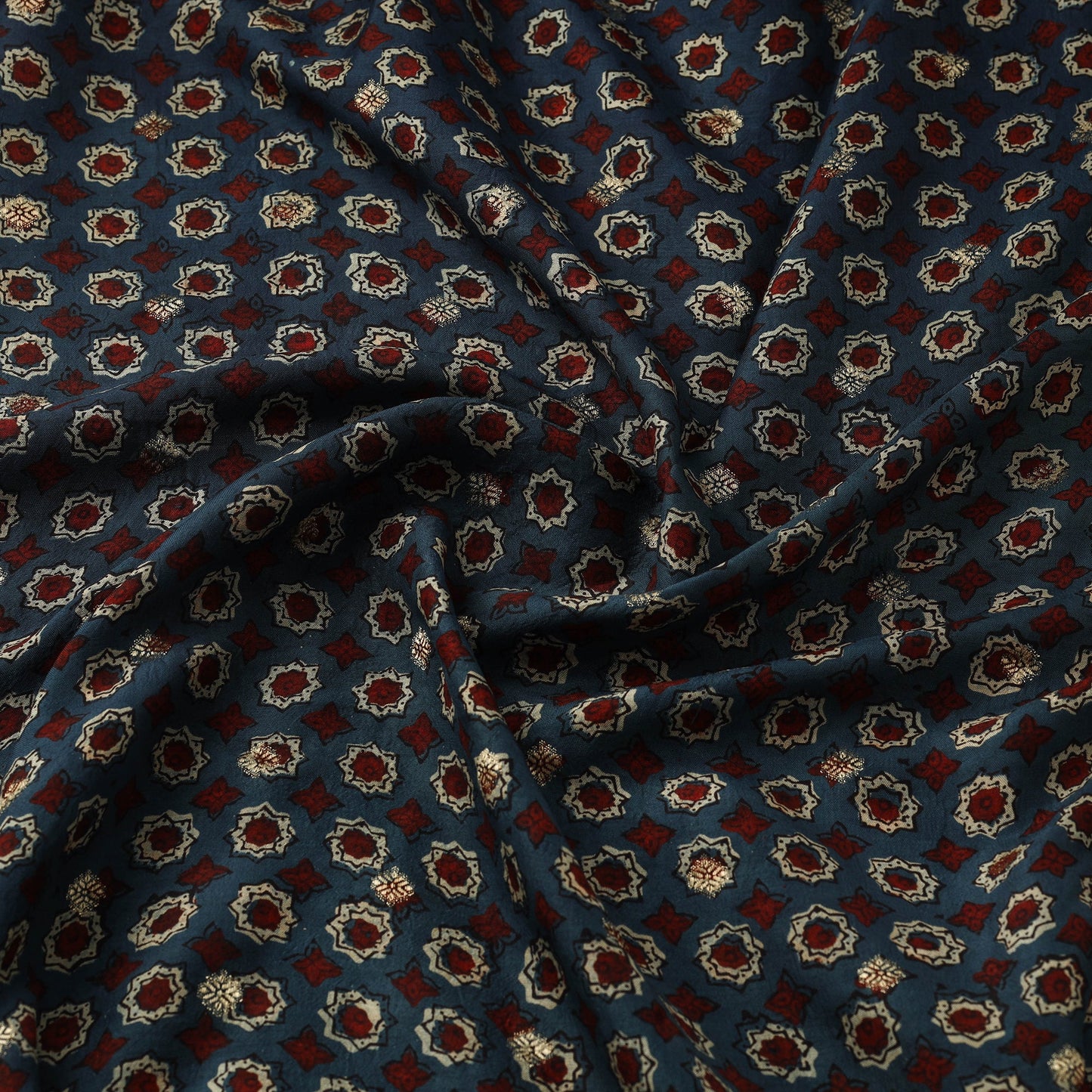 Natural dyed dola silk jacquard buti fabric 05 - handcrafted