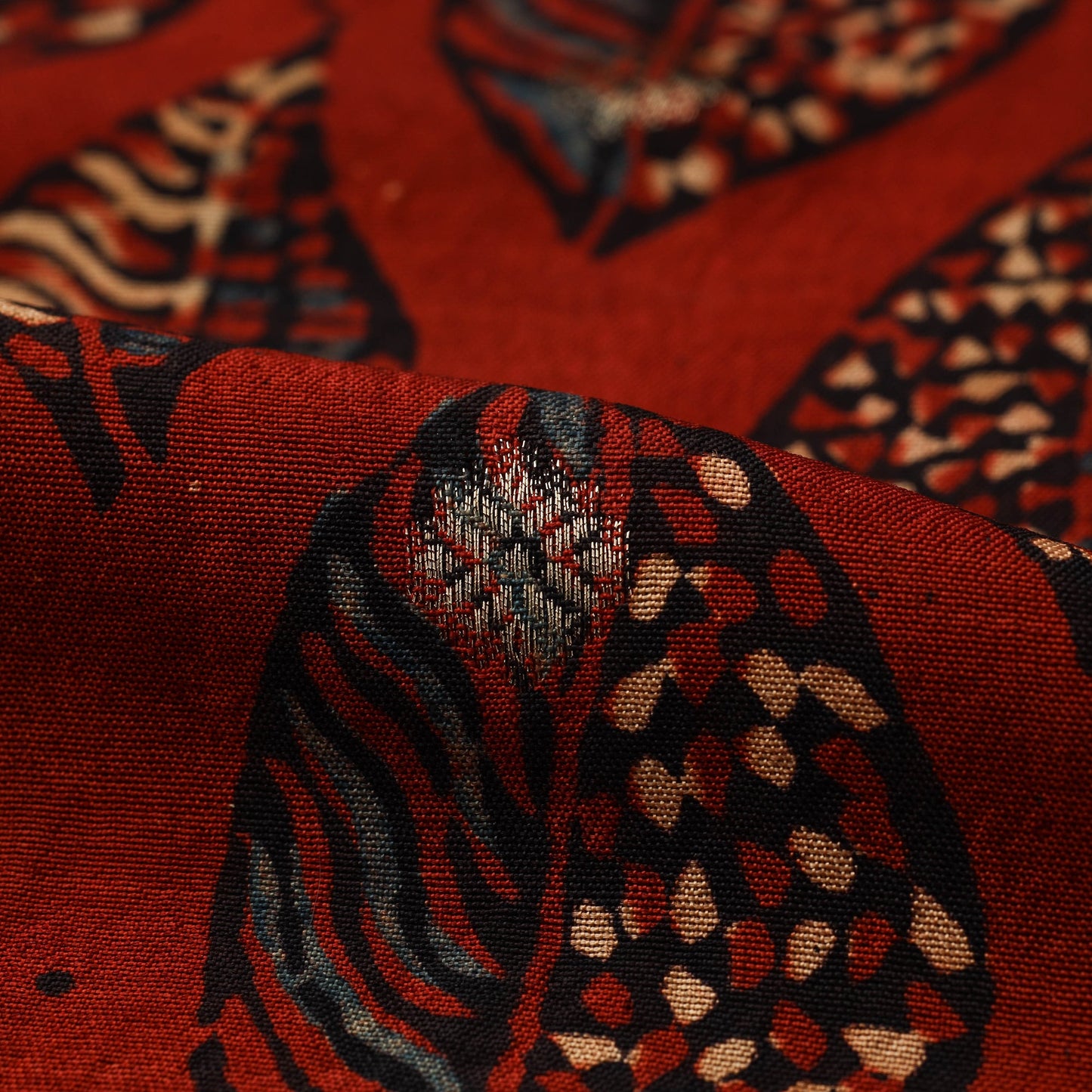 Natural dyed dola silk jacquard buti fabric 07 - handcrafted