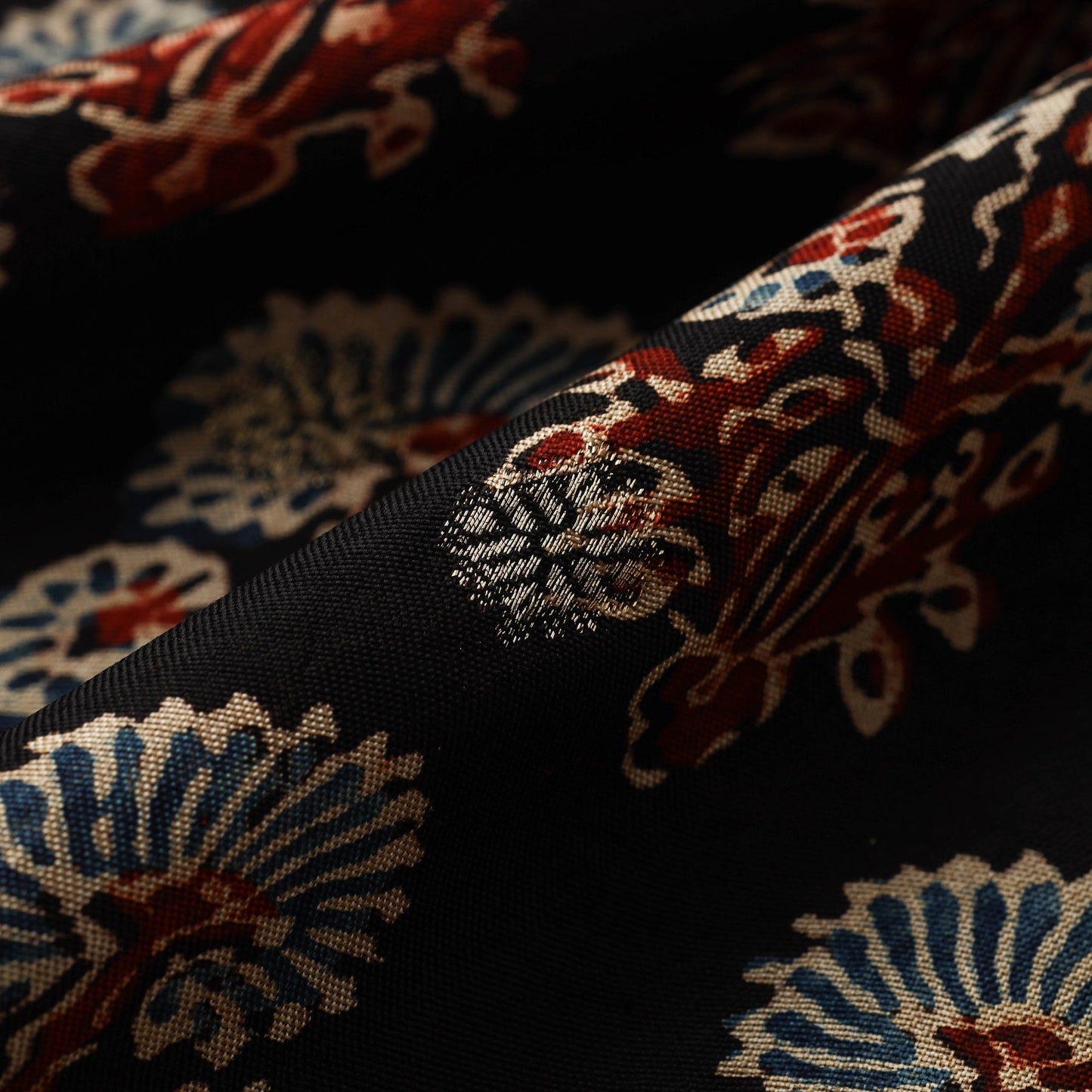 Natural dyed dola silk jacquard buti fabric 17 - handcrafted