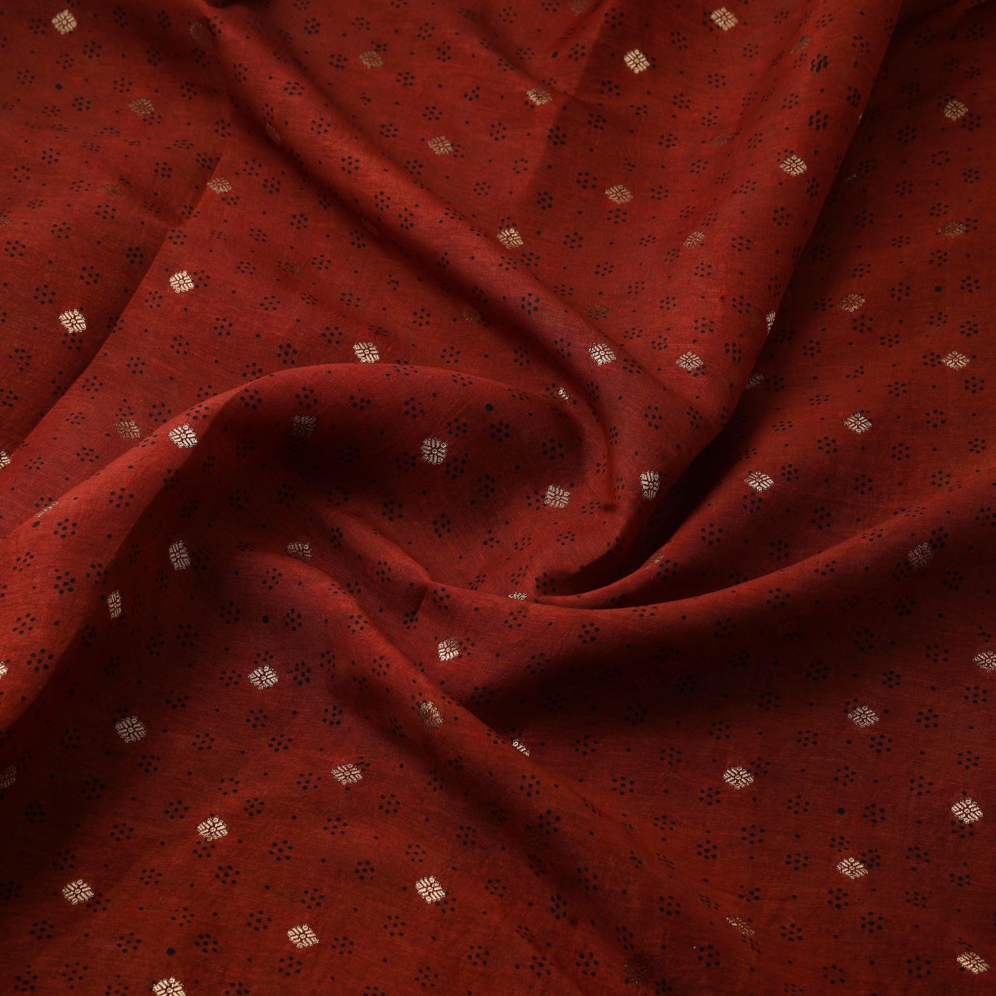 Natural dyed dola silk jacquard buti fabric 21 - handcrafted