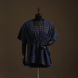 Natural dyed hand block ajrakh print cotton kaftan (short)