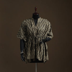 Natural dyed hand block ajrakh print cotton kaftan (short)