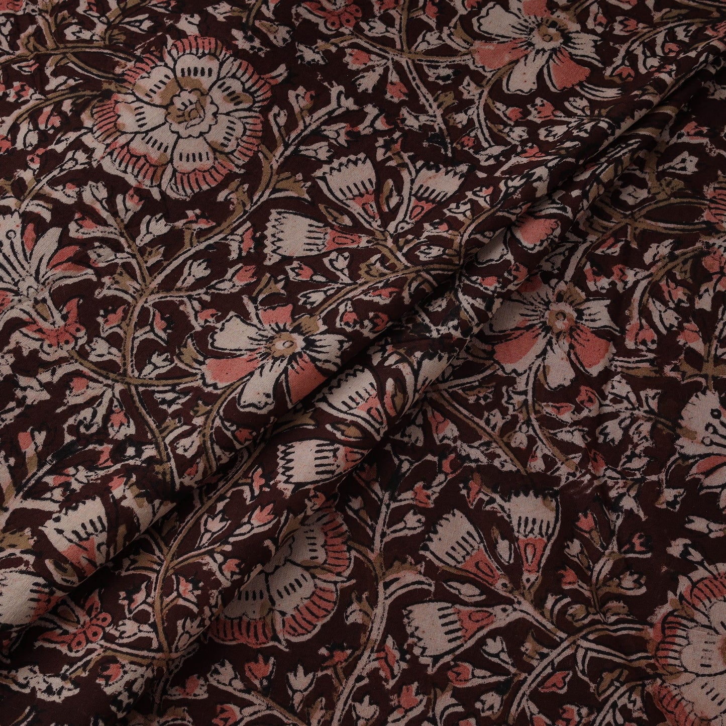Natural dyed hand block print cotton kalamkari fabric 07