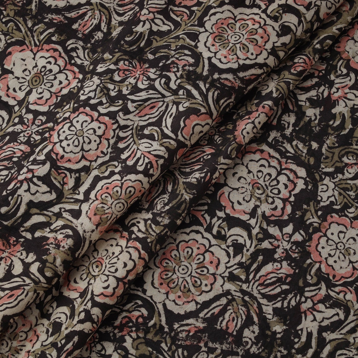Natural dyed hand block print cotton kalamkari fabric 09
