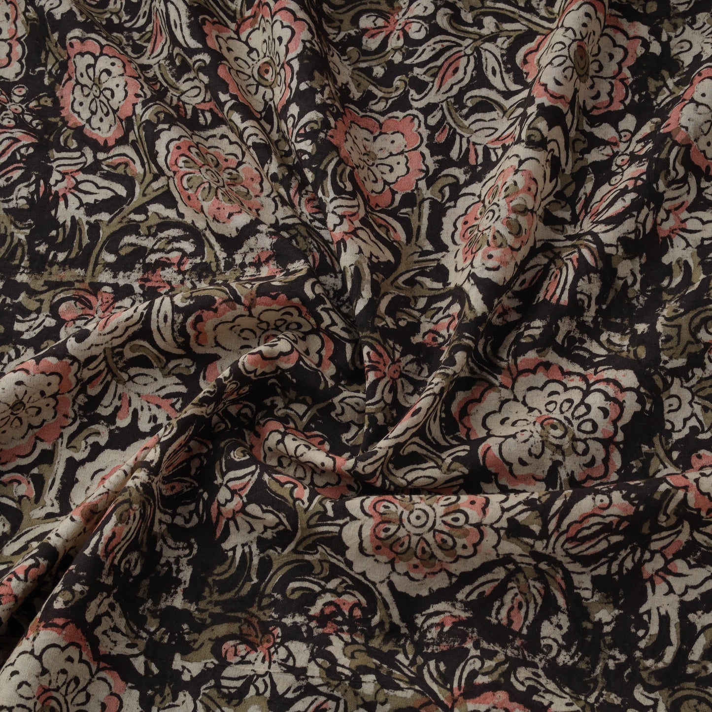 Natural dyed hand block print cotton kalamkari fabric 09