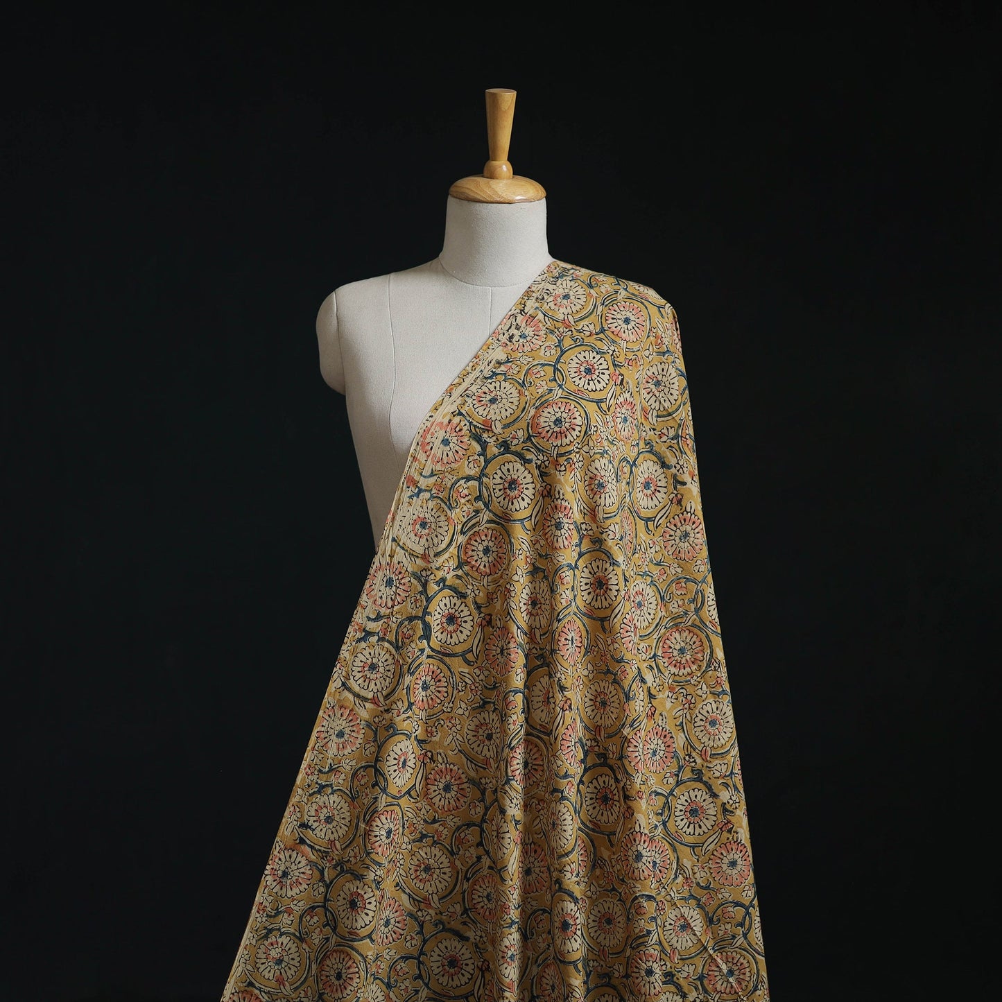 Natural dyed hand block print cotton kalamkari fabric 15