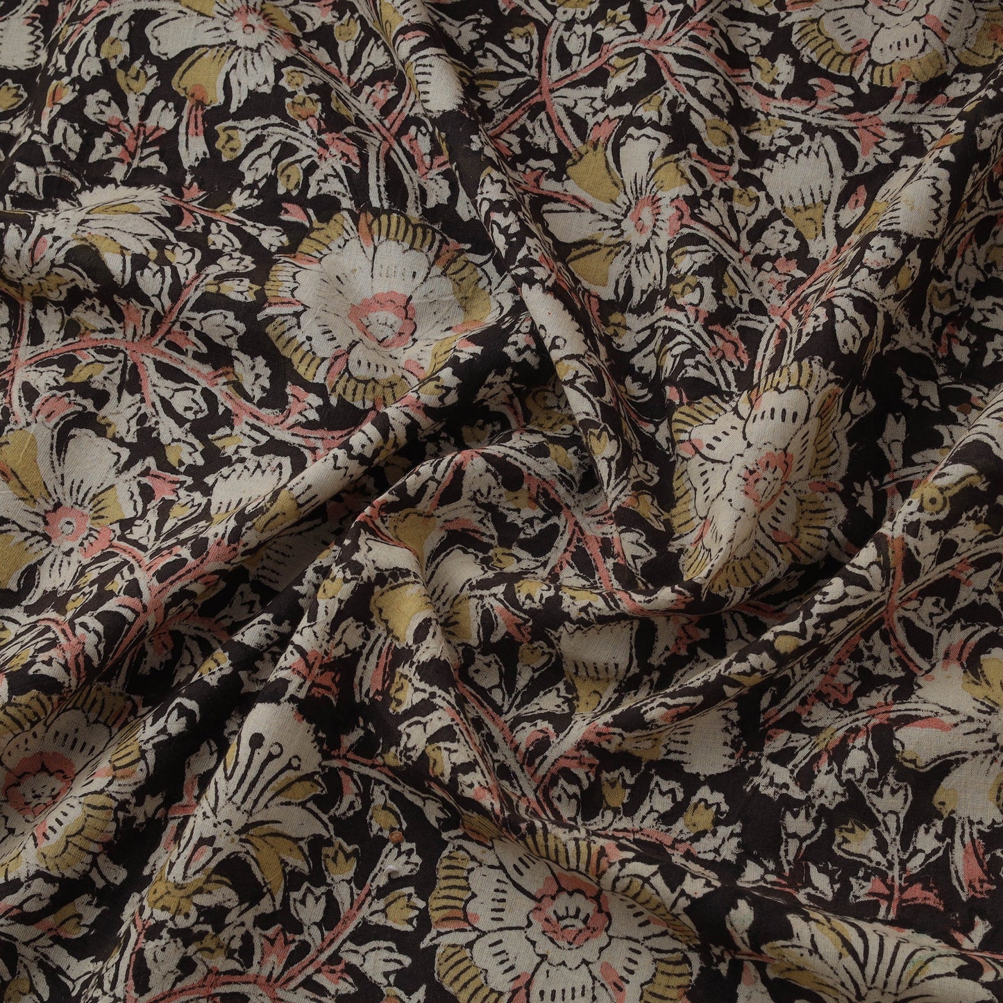 Natural dyed hand block print cotton kalamkari fabric 20