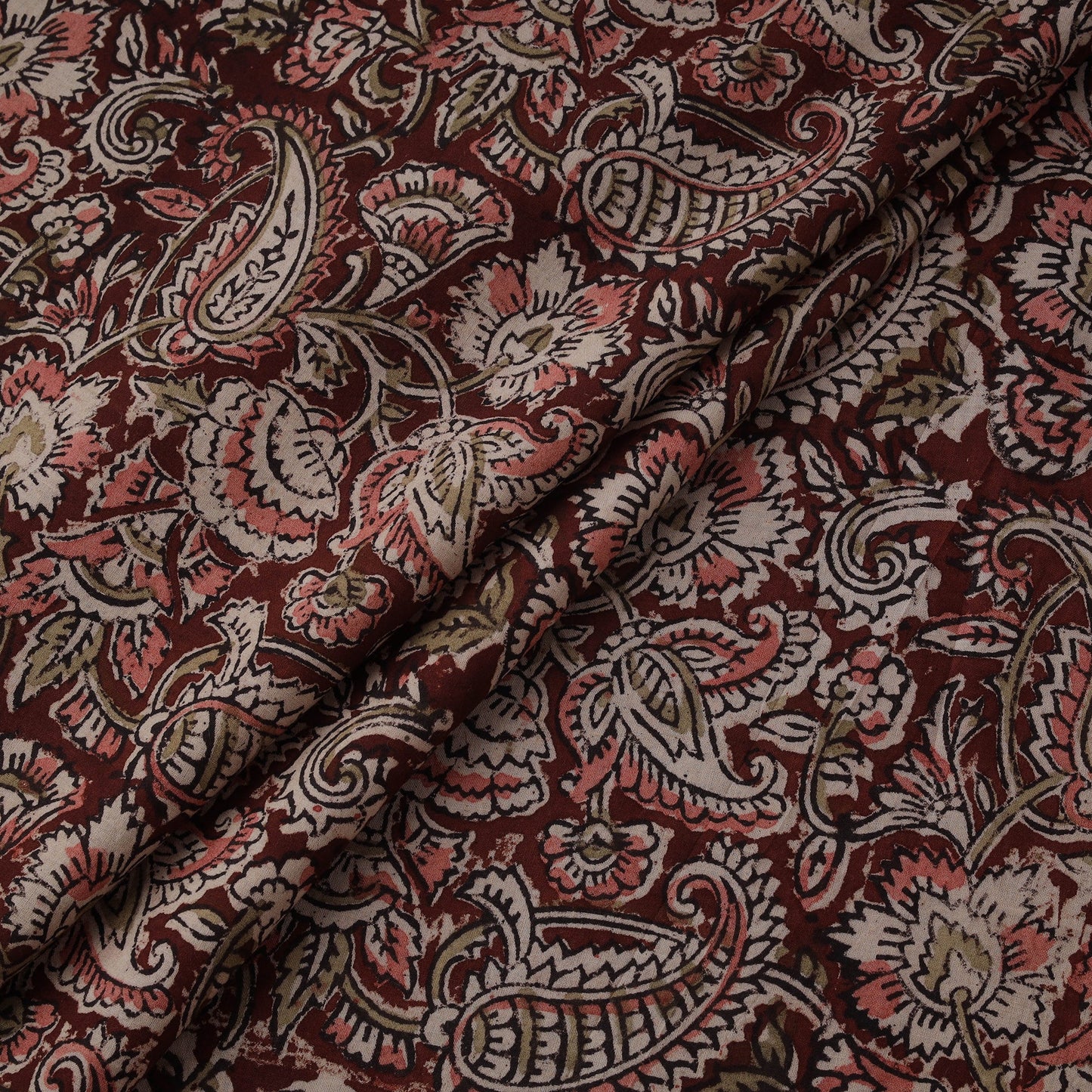 Natural dyed hand block print cotton kalamkari fabric 22