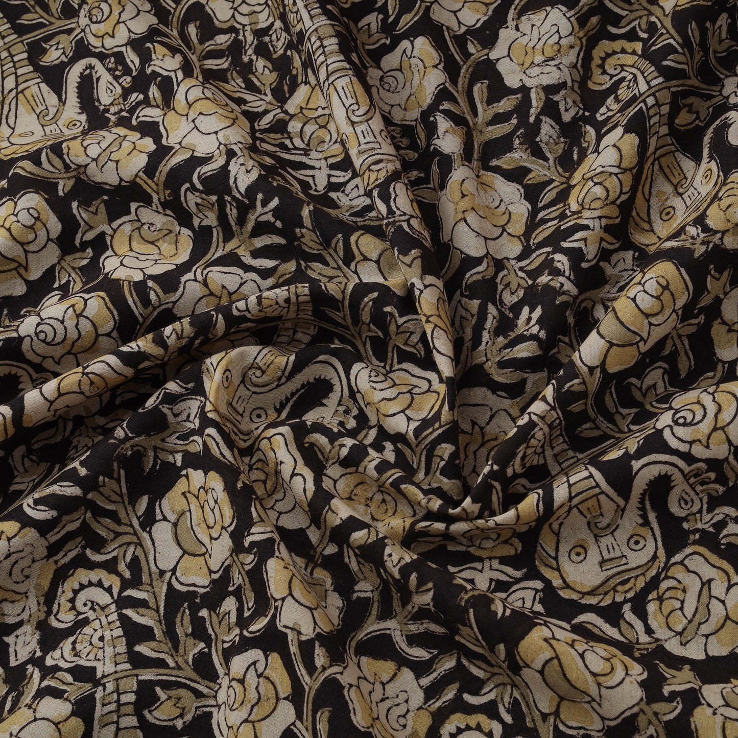 Natural dyed hand block print cotton kalamkari fabric 24