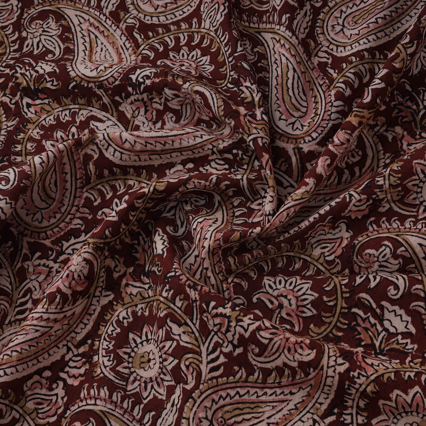 Natural dyed hand block print cotton kalamkari fabric 25