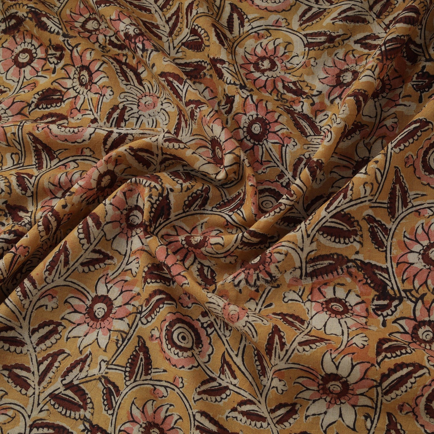 Natural dyed hand block print cotton kalamkari fabric 26