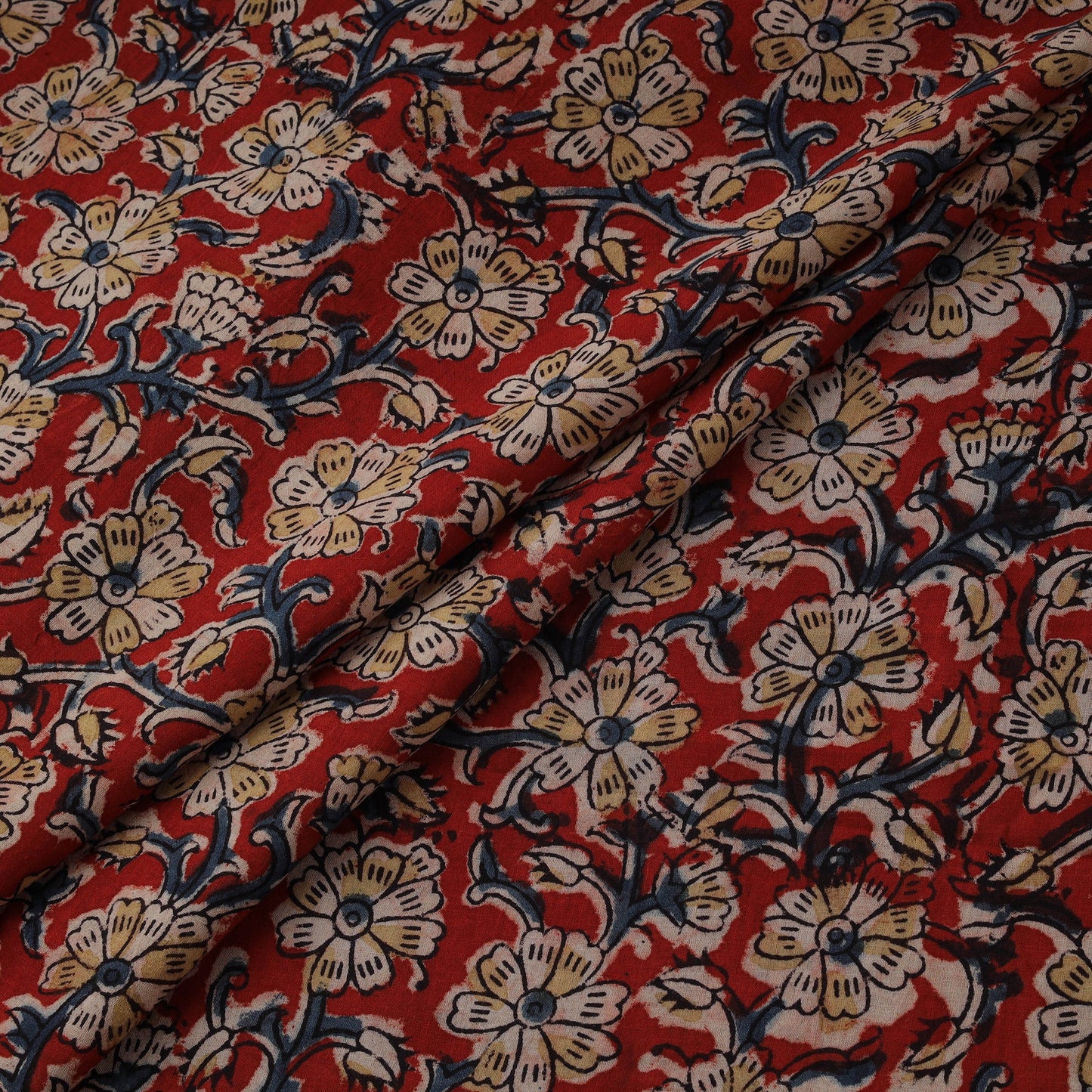 Natural dyed hand block print cotton kalamkari fabric 27