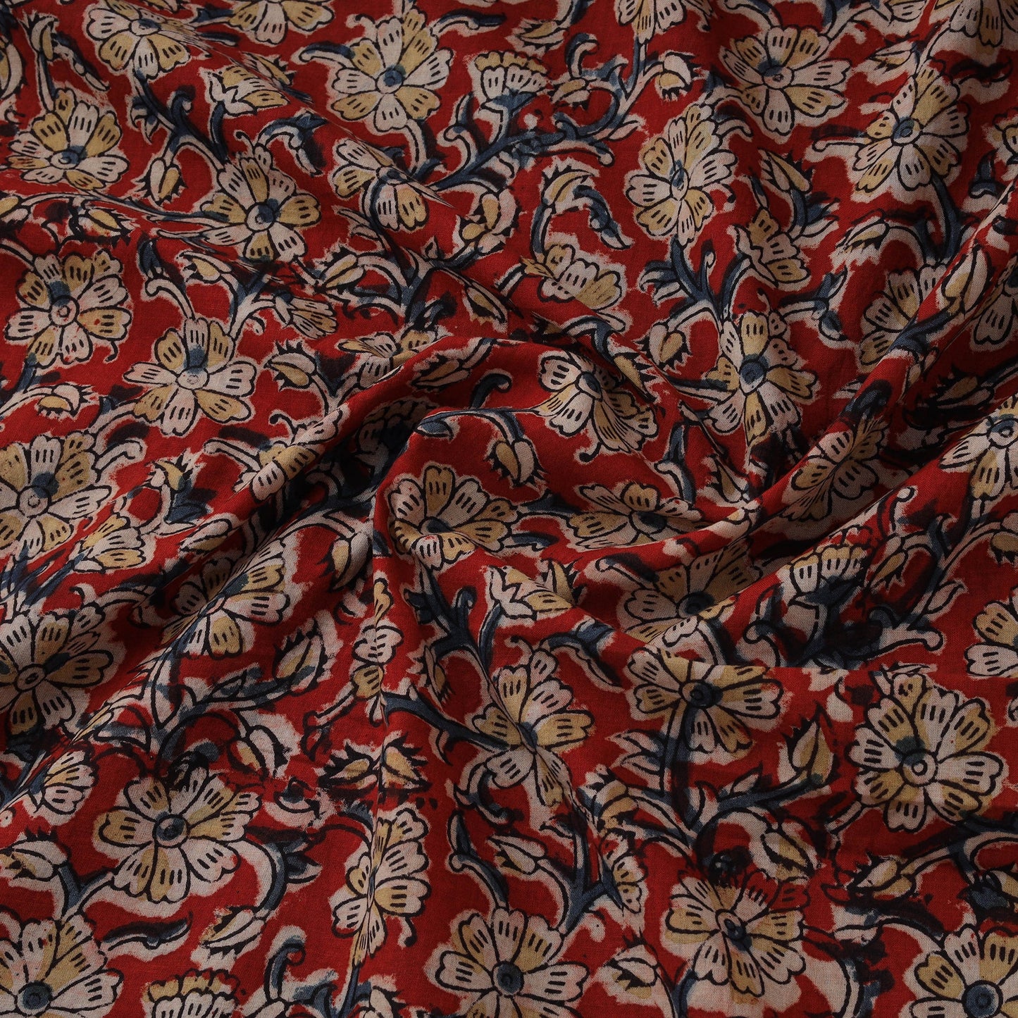 Natural dyed hand block print cotton kalamkari fabric 27