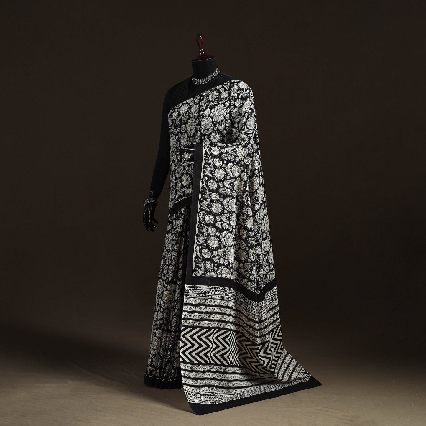Natural dyed hand block print pure mul cotton bagru saree