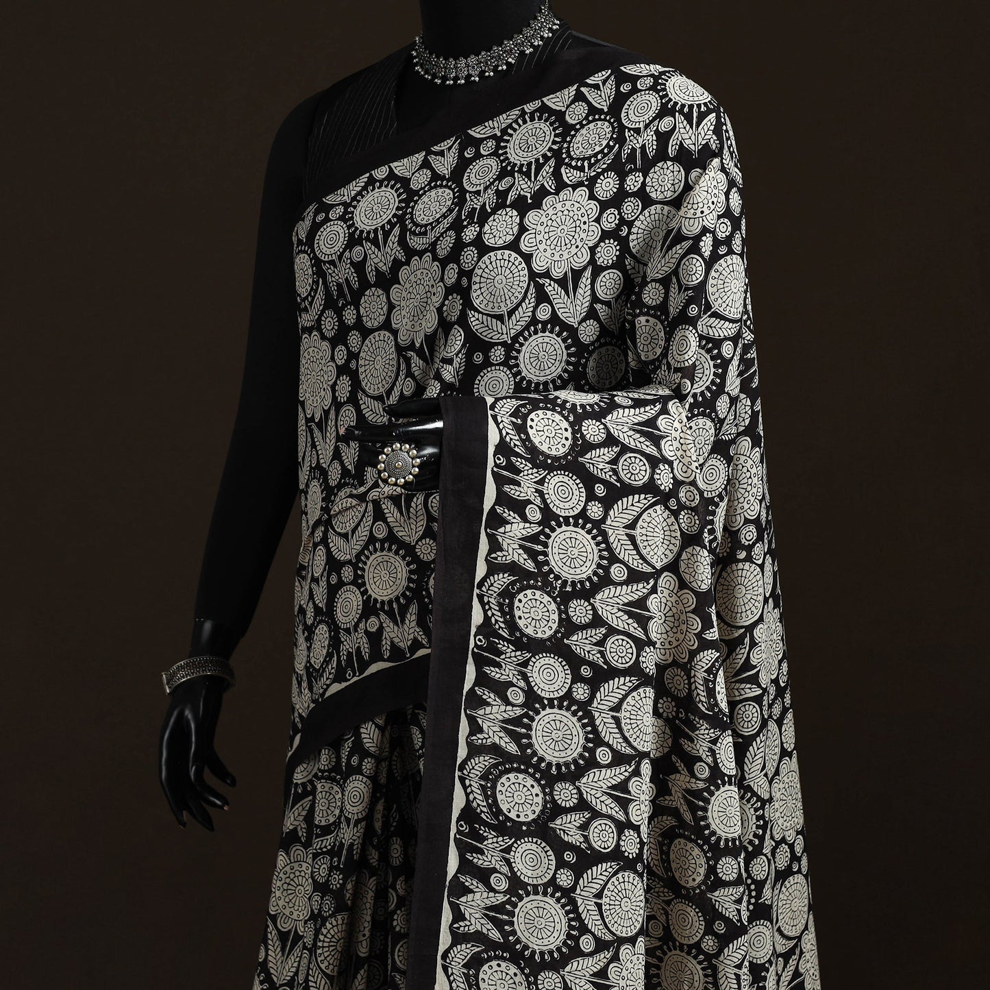 Natural dyed hand block print pure mul cotton bagru saree