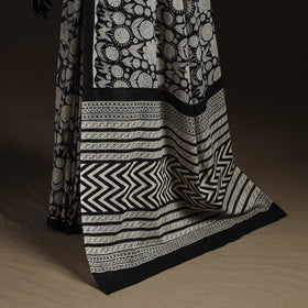 Natural dyed hand block print pure mul cotton bagru saree