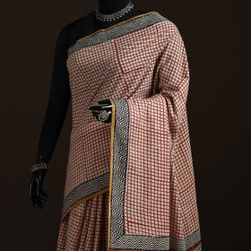 Natural dyed hand block print pure mul cotton bagru saree