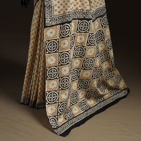 Natural dyed hand block print pure mul cotton bagru saree