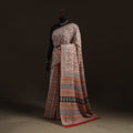 Natural dyed hand block print pure mul cotton bagru saree