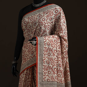Natural dyed hand block print pure mul cotton bagru saree