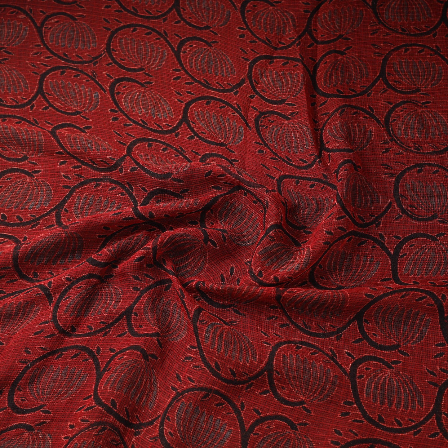 Natural dyed hand kota doria cotton fabric 01 - handcrafted