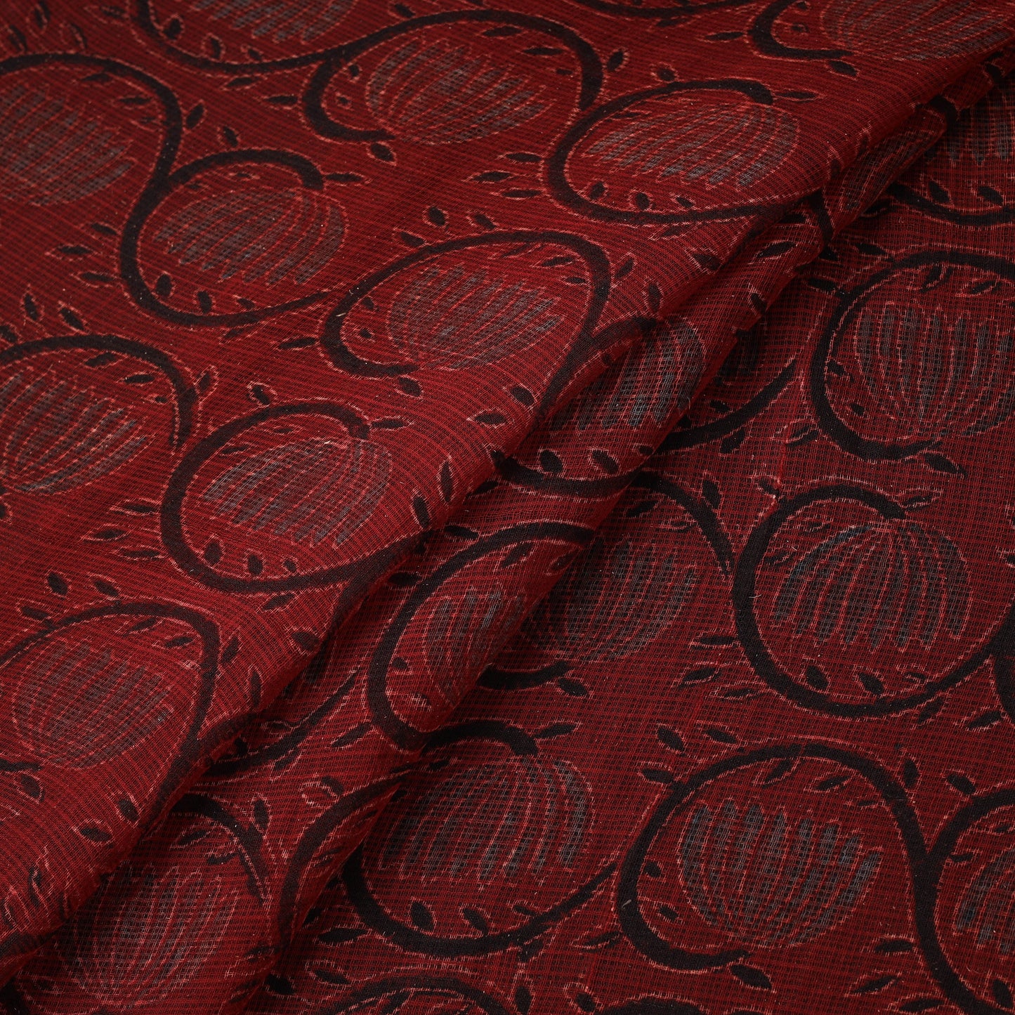 Natural dyed hand kota doria cotton fabric 01 - handcrafted