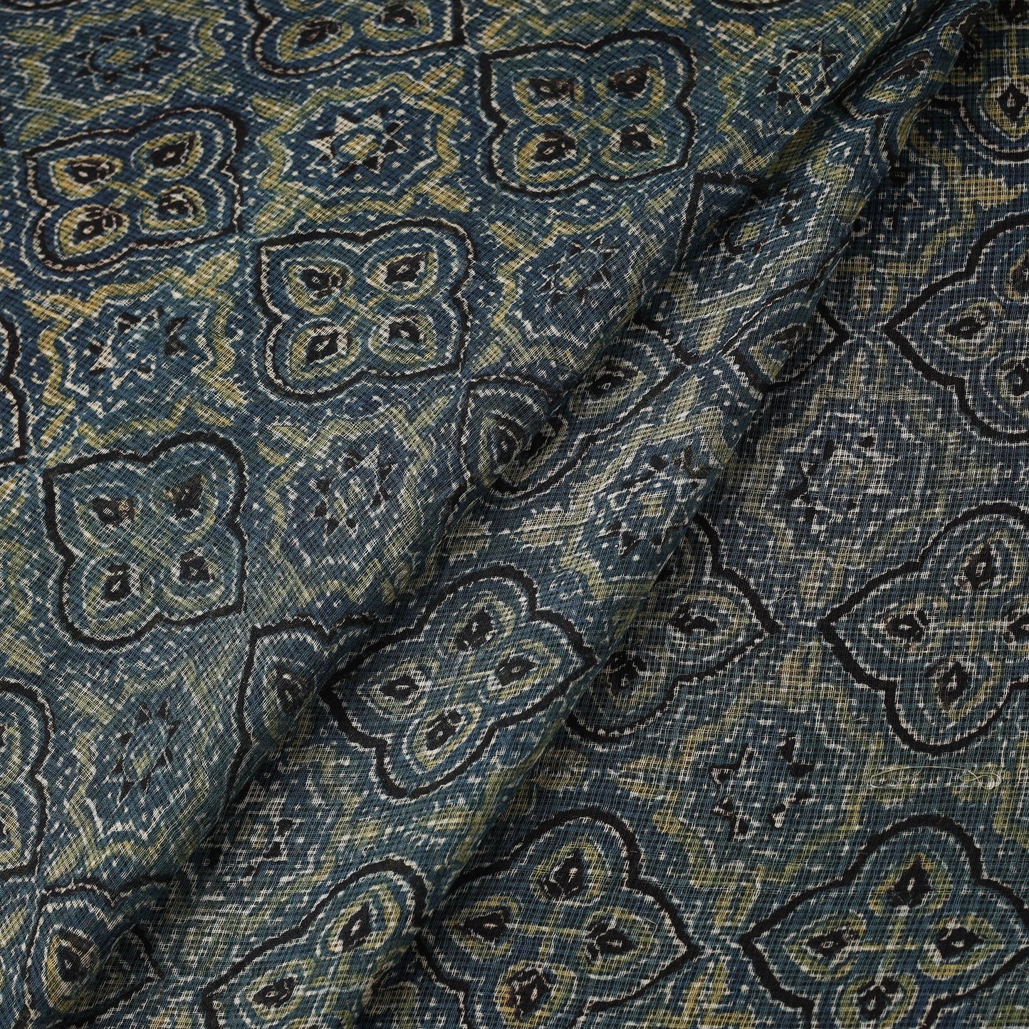 Natural dyed hand kota doria cotton fabric 02 - handcrafted