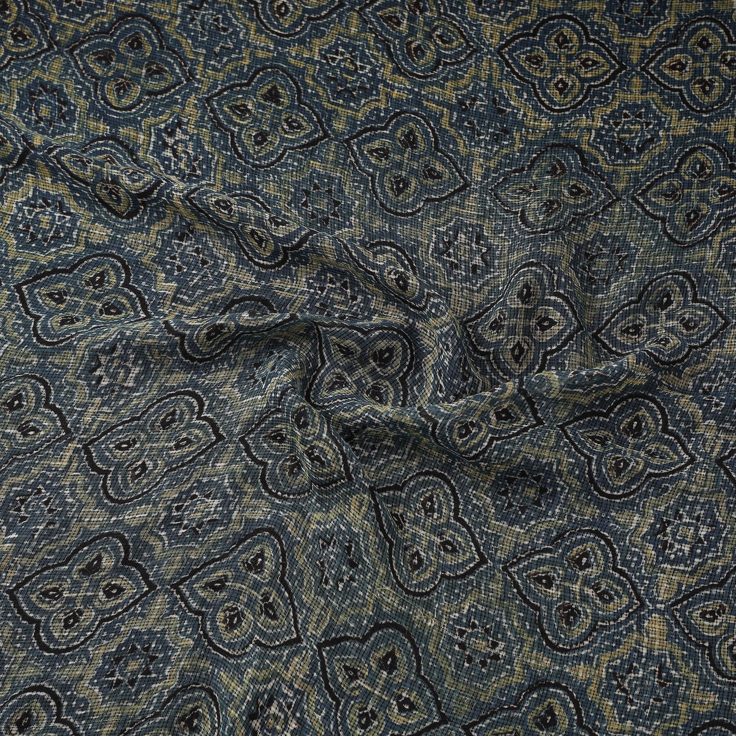 Natural dyed hand kota doria cotton fabric 02 - handcrafted