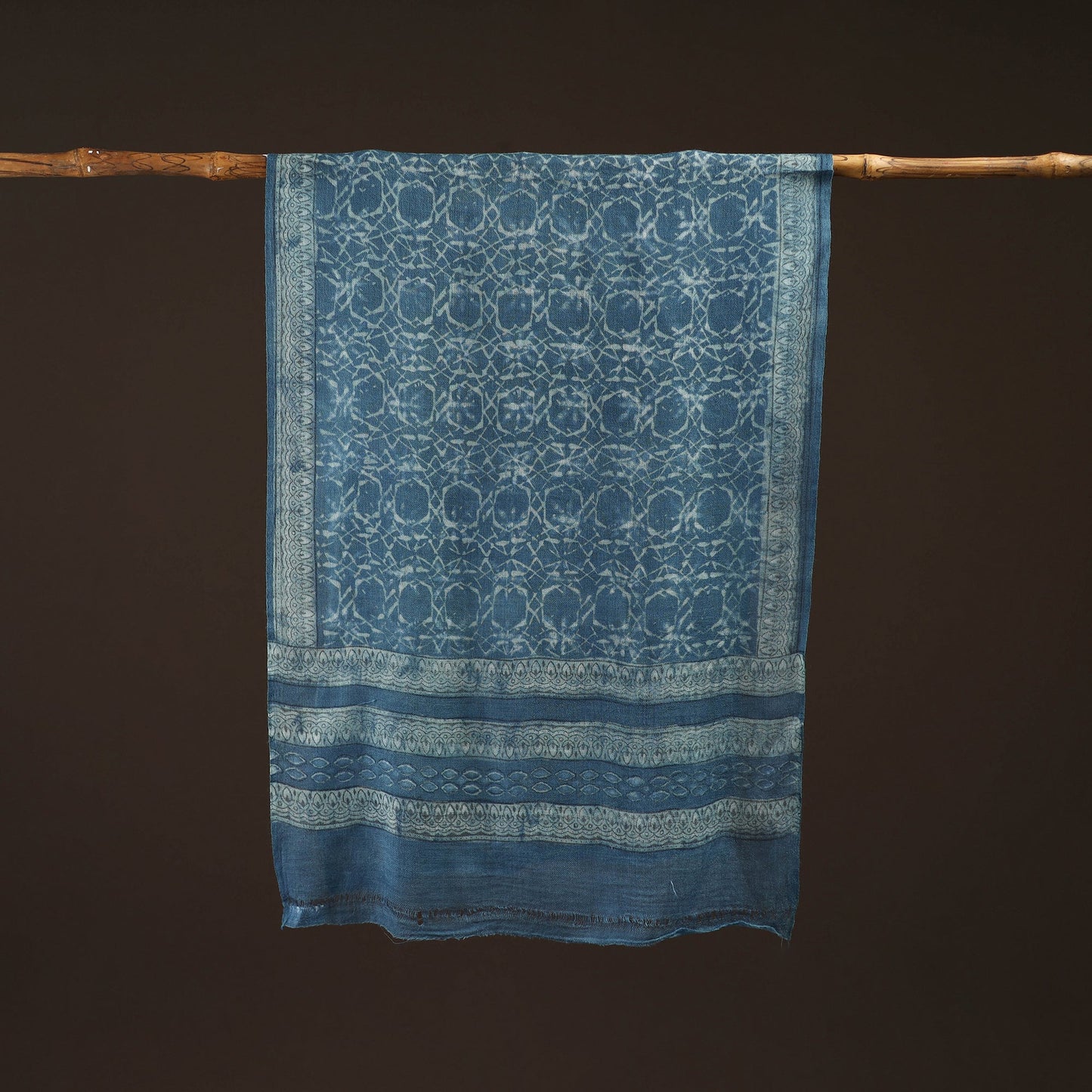 Natural dyed hand printed pure wool akola stole 06