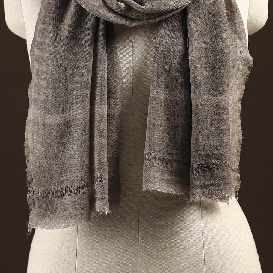 Natural dyed hand printed pure wool akola stole 07