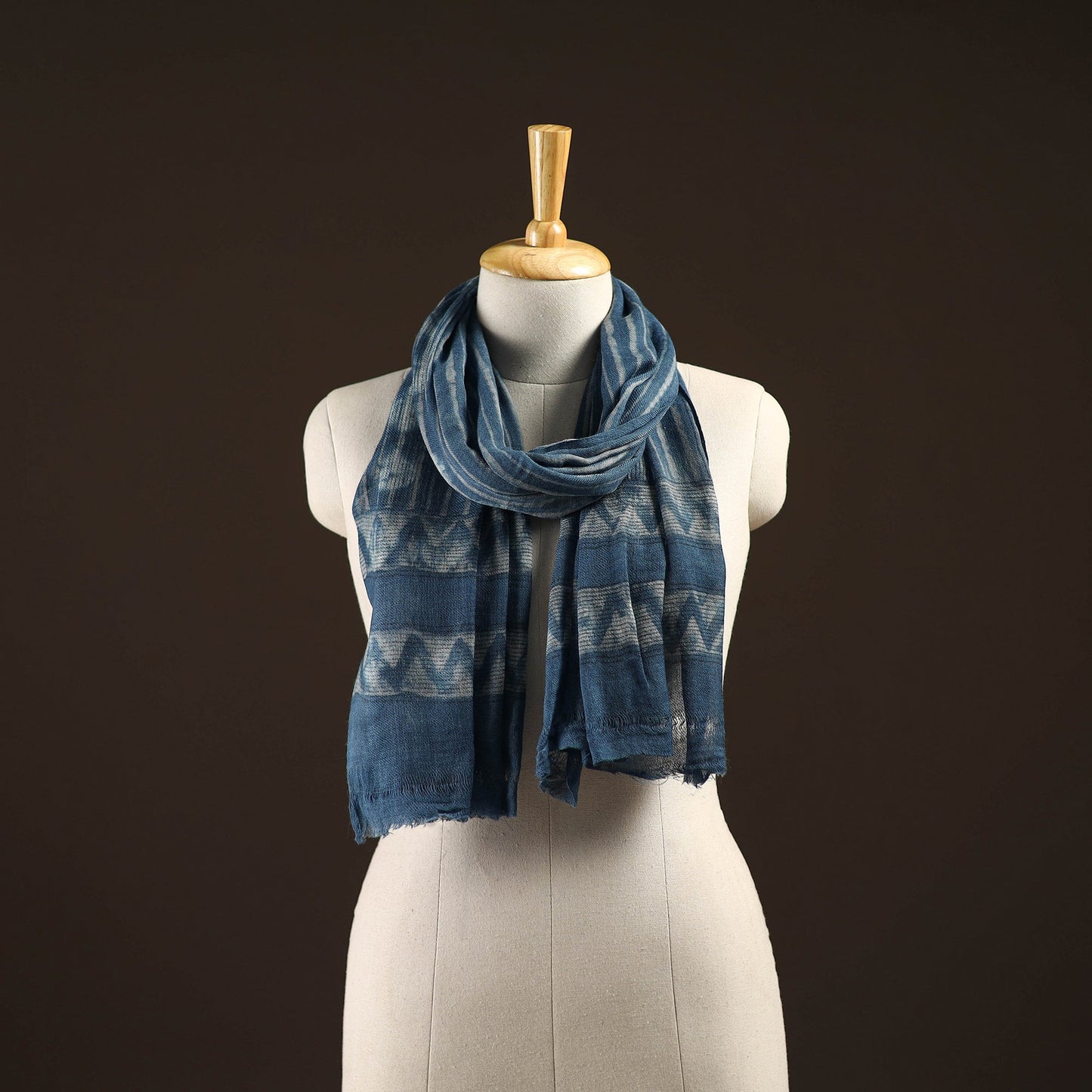 Natural dyed hand printed pure wool akola stole 10