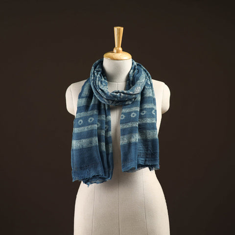 Natural dyed hand printed pure wool akola stole 15