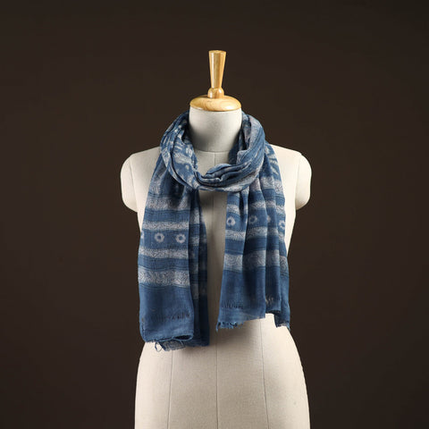 Natural dyed hand printed pure wool akola stole 21