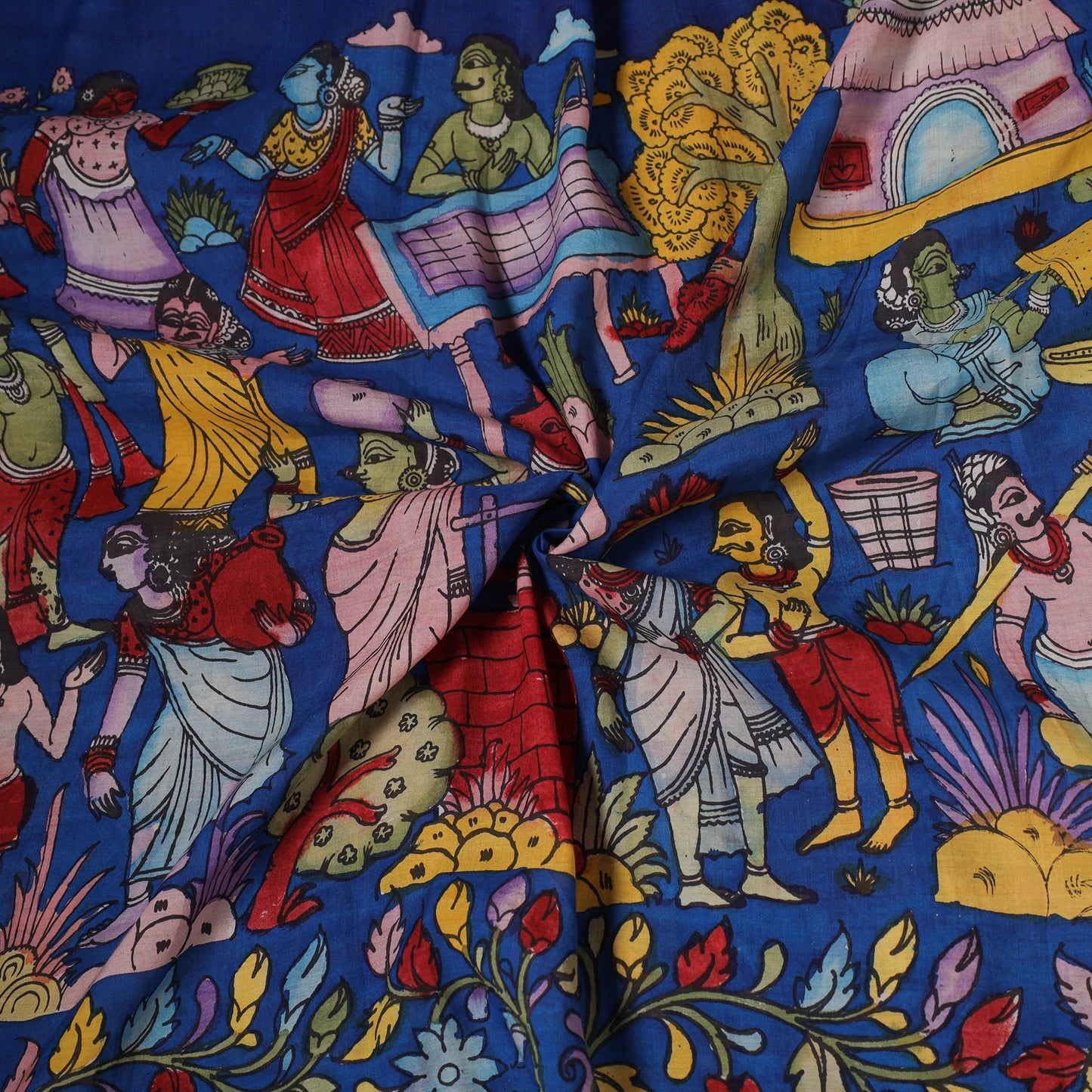 Natural dyed handloom chanderi silk handpainted