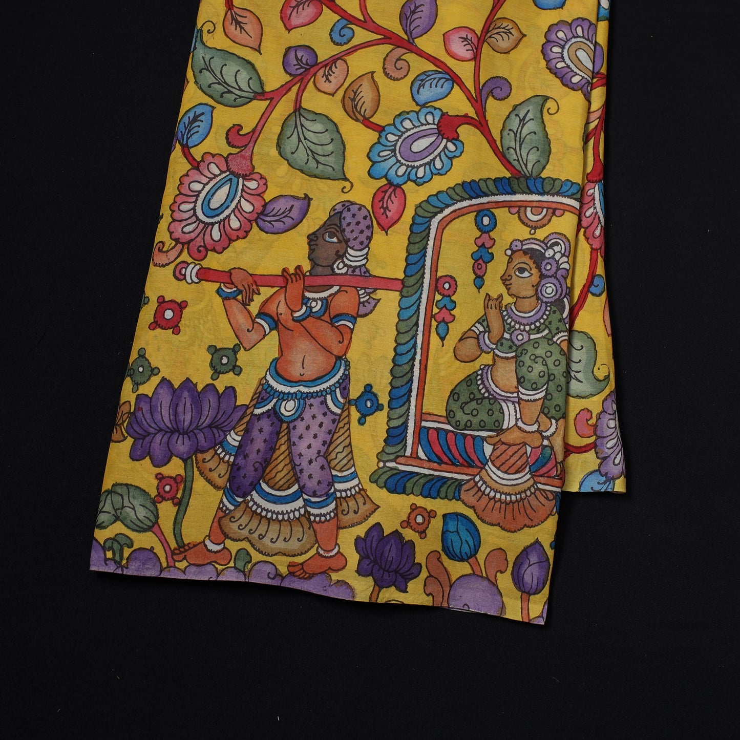 Natural dyed handloom chanderi silk handpainted