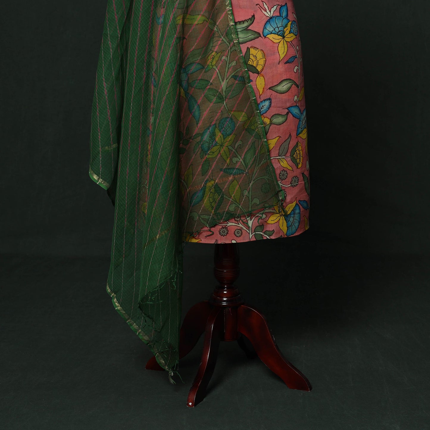 Natural dyed handloom chanderi silk handpainted