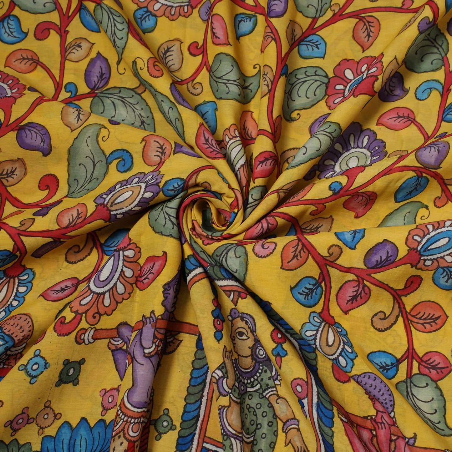 Natural dyed handloom chanderi silk handpainted