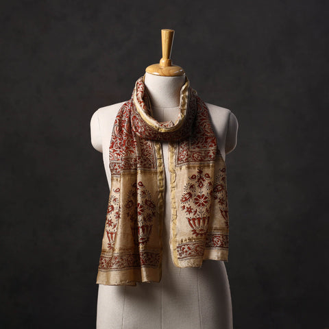 Natural dyed handloom chanderi silk pedana kalamkari stole