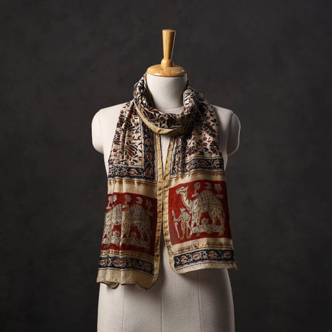 Natural dyed handloom chanderi silk pedana kalamkari stole