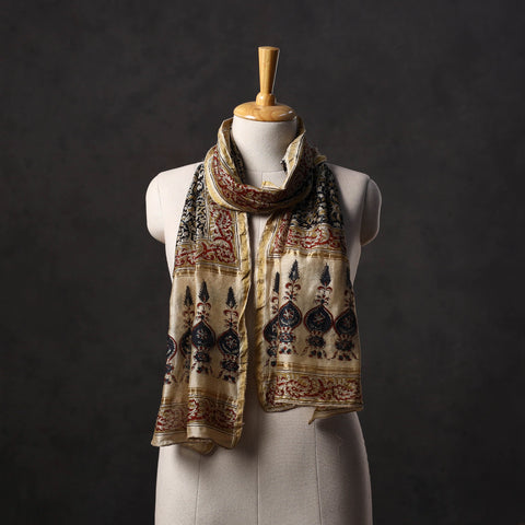 Natural dyed handloom chanderi silk pedana kalamkari stole