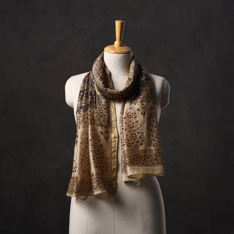 Natural dyed handloom chanderi silk pedana kalamkari stole