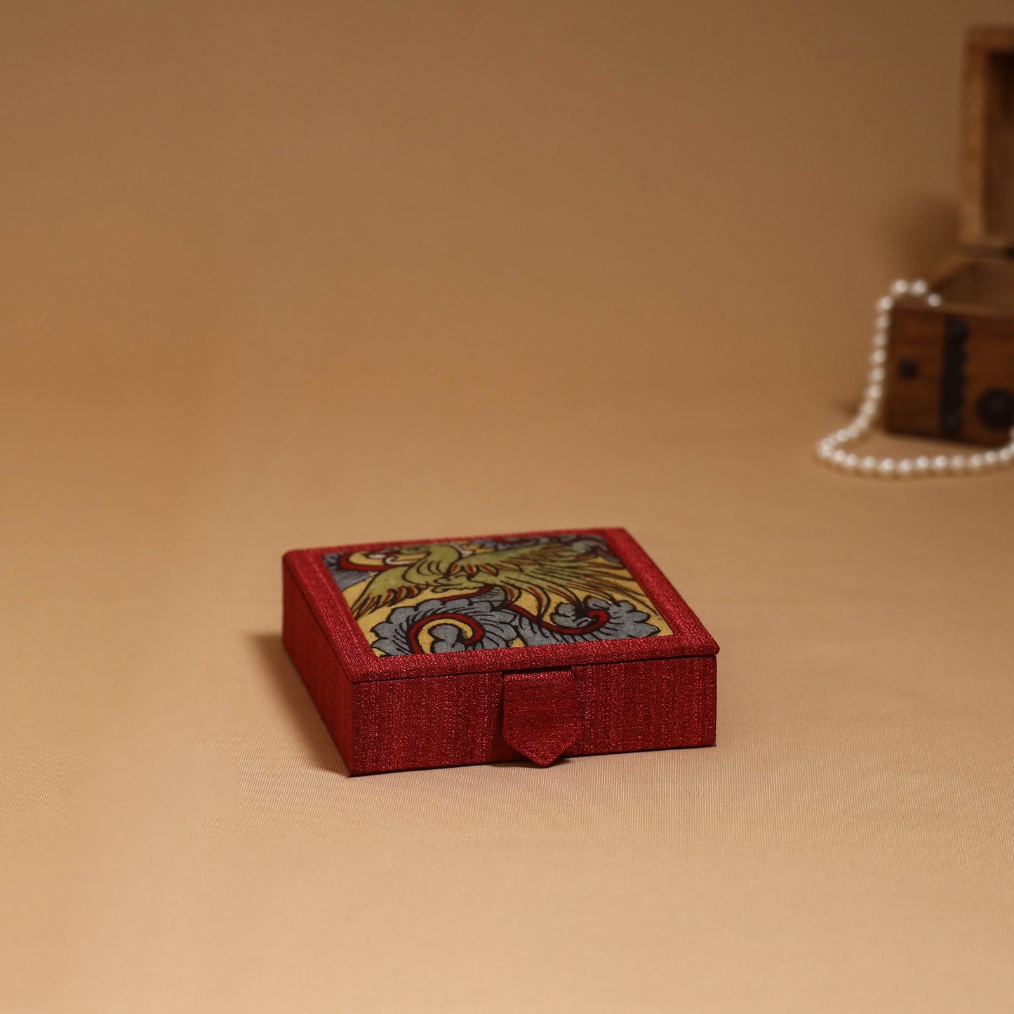 Natural dyed handpainted kalamkari jewellery box 02
