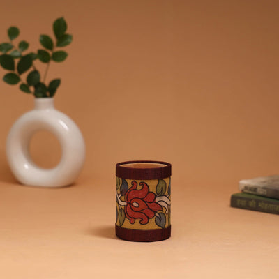 Natural dyed handpainted kalamkari pen stand 09