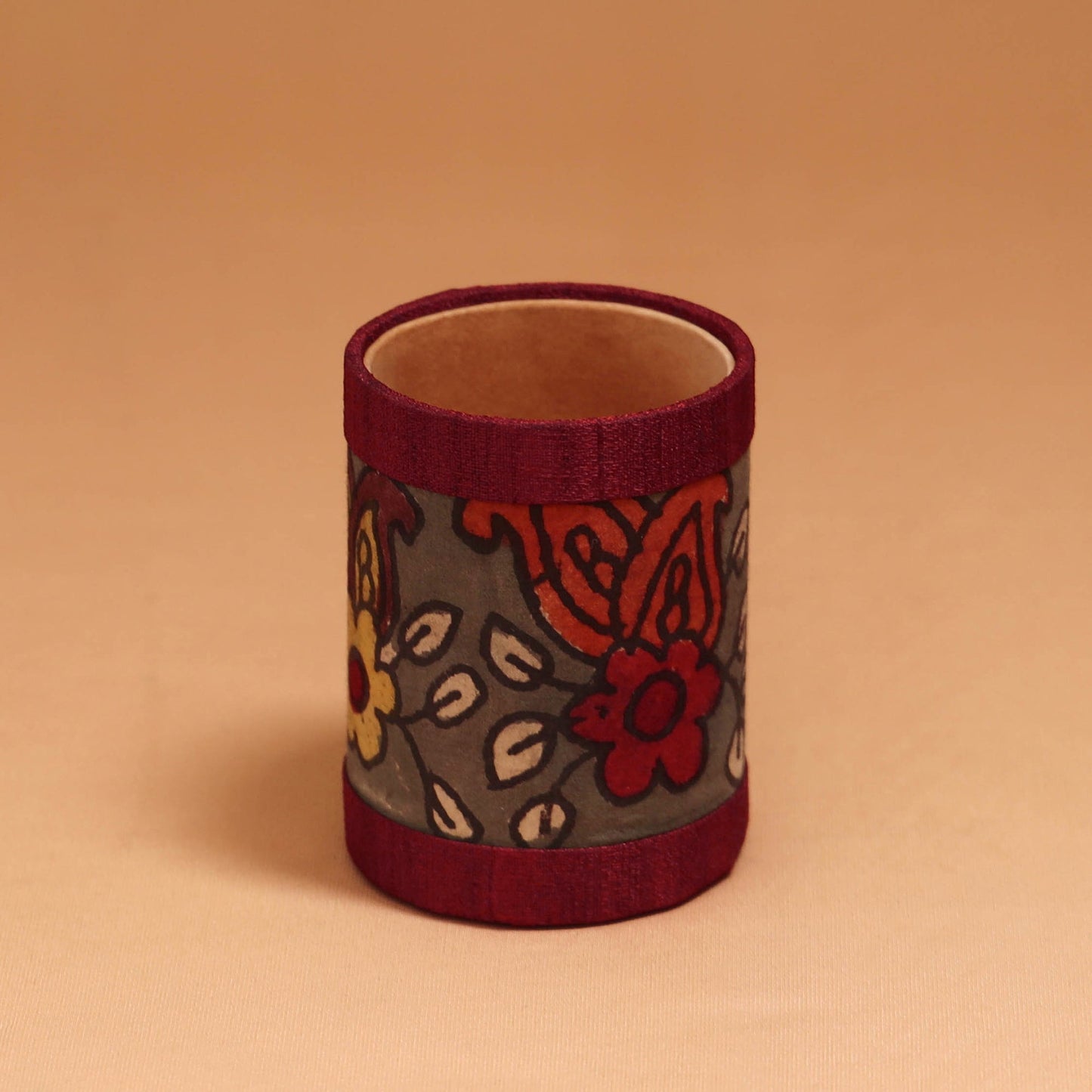 Natural dyed handpainted kalamkari pen stand 10